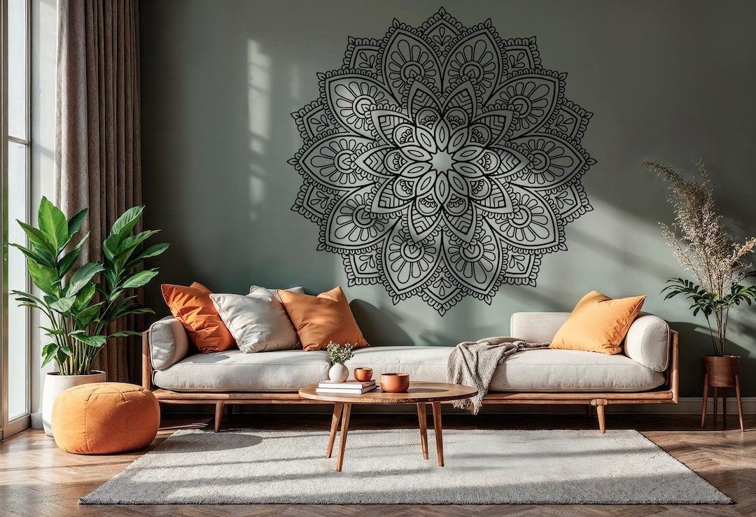 Boho Mandala Wall Decal: Henna Vinyl Sticker, Yoga Decor - Etsy