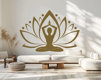 Vinilo decorativo de flor de loto: Namaste para sala de meditación