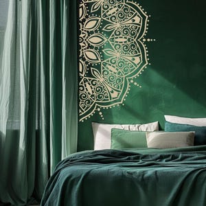 Half Mandala Wall Decal for Headboard, Rental Friendly Wall Art, Removable Over the Bed Decor image 5