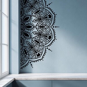 Half Mandala Wall Decal for Headboard, Rental Friendly Wall Art, Removable Over the Bed Decor image 11