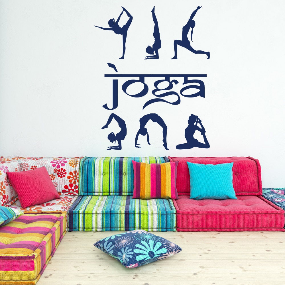 Gold Yoga Wall Decal Yoga Studio Decor Yoga Wall Art Decal Etsy
