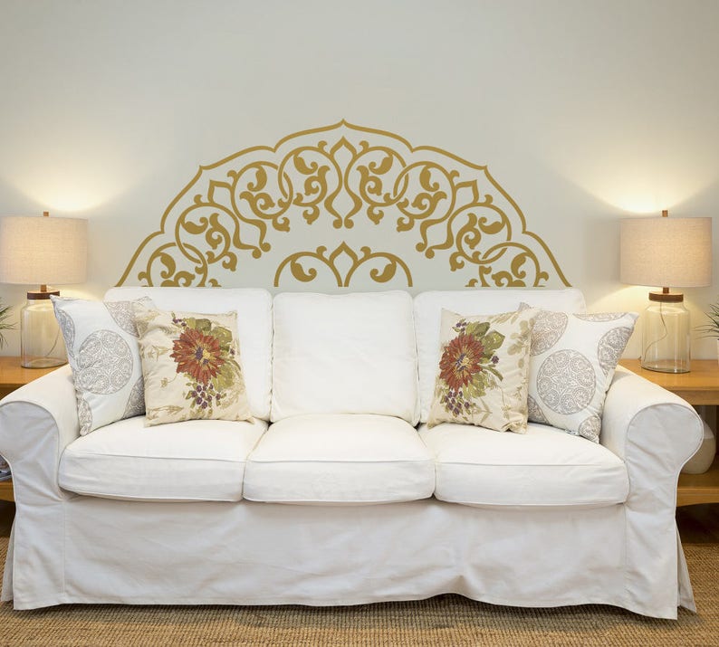 Half Mandala Wall Decals Vinyl Gold Decal Living Room Image 0
