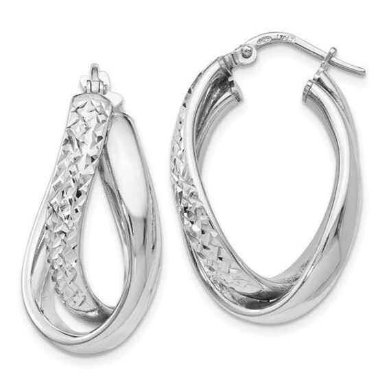 Fancy Hoop Earrings in Sterling Silver