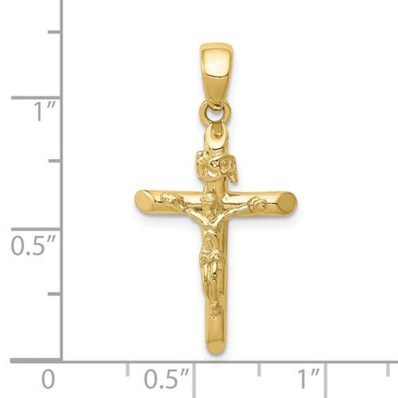 BRAND NEW 10K Yellow Gold Polished and Solid 2-D Crucifix With