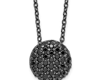 Fronay Co .925 Sterling Silver Midnight Black CZ Oval Necklace Plated with Black Rhodium Fronay Co .925 Sterling Silver Midnight Black CZ Oval Necklace Plated with Black Rhodium