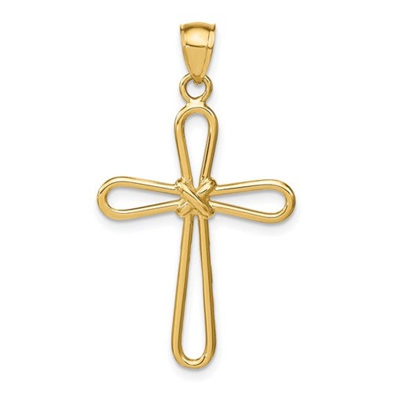 BRAND NEW 14k Yellow Gold Polished Rounded Cross With X Center
