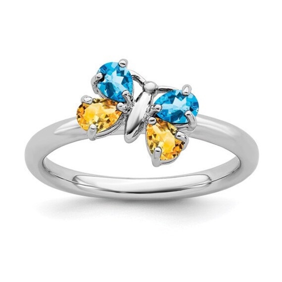 BRAND NEW Sterling Silver Stackable Expressions Blue Topaz and