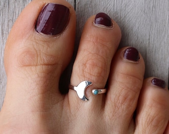 Toe ring LUNA made of 925 sterling silver with turquoise flexible ring ladies foot jewelry adjustable size