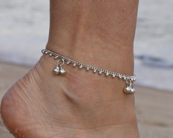 Anklet BELLS silver foot jewelry
