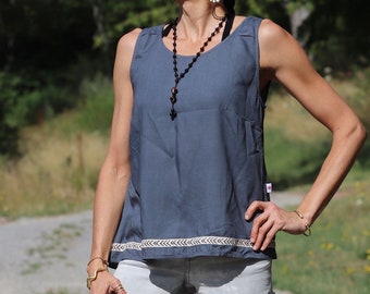 Boho Top LALI *Gray* airy ladies shirt without sleeves