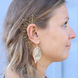 golden ear cuff NATURE elf ear ear clip gold