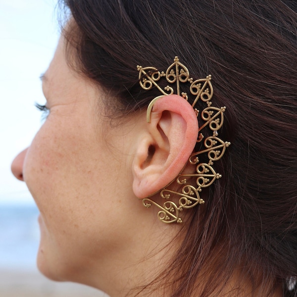 golden ear cuff *umbrella* elf ear clamp