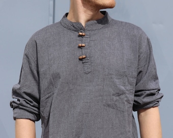 Chemise de pêcheur pour hommes *Gris foncé* coton doux