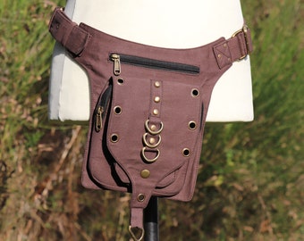 Belt bag belly bag made of cotton BROWN