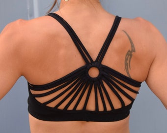 Yoga Bustier Top *RIO* Damen Oberteil für Yoga,Sport,Festivals_SCHWARZ