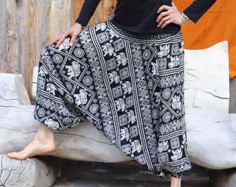 airy harem pants ELEFANTS trouser dress viscose *black and white* yoga pants festival