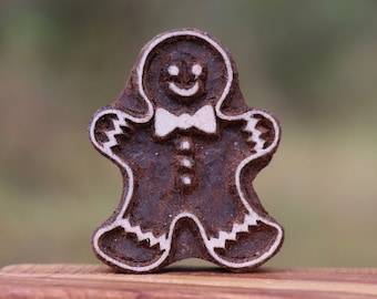 Wooden stamp gingerbread MAN clay stamp