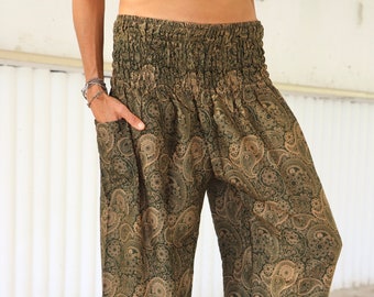 PAISLEY pump pants *Khaki/Gold* women's harem pants made of viscose yoga pants