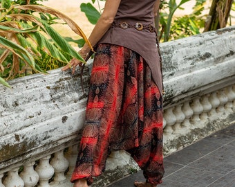 Harem Pants Pants DRESS PAISLEY *black red* Viscose Yoga Pants Festival