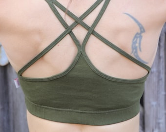 Bustier Top CROSS *Khaki* BH Top für Yoga,Sport,Festivals