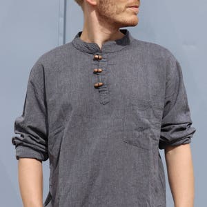 Men's Fisherman Shirt *Dark Grey* soft cotton