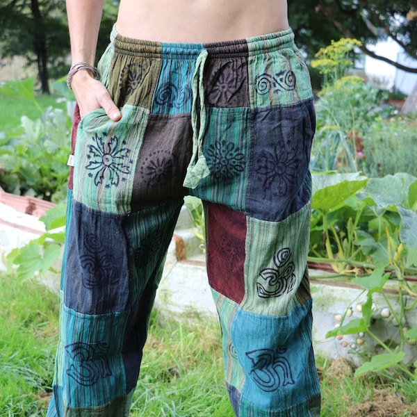 Pantalon de pompage patchwork KAYLAH avec imprimé en bloc *pétrole/vert* coton