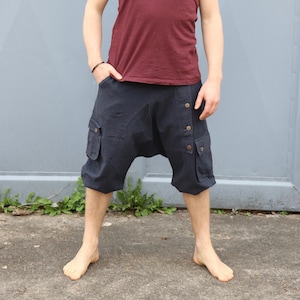 kurze Afghani Sarouel Hose in DUNKELGRAU aus Baumwolle Unisex Bild 1