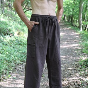 Practical men's trousers AREY *Brown* made of cotton with pockets