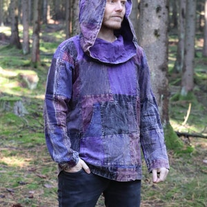Patchwork Hoodie Stonewash Trui Overjas PAARS