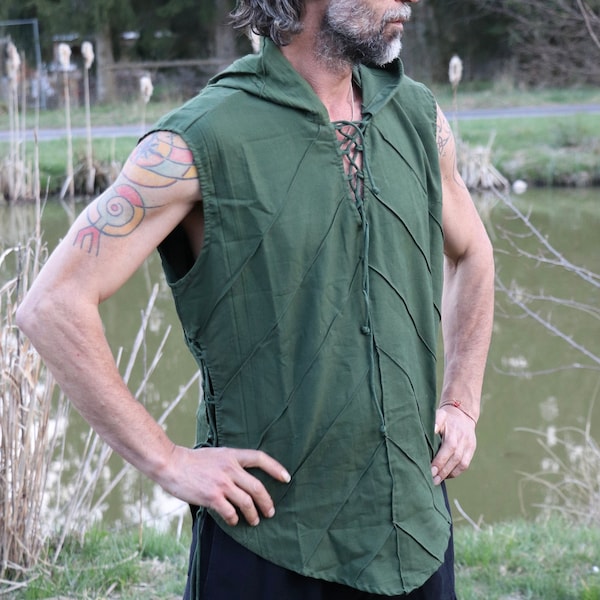 Tanktop Goa-Shirt *Khaki* Herrenhemd Forest Style