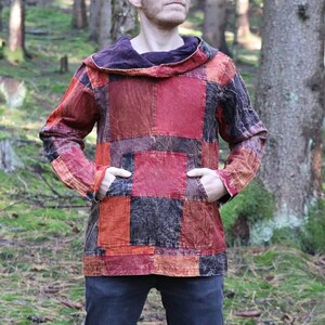 Patchwork Hoodie Men's Cover RED