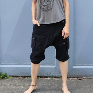 Unisex Sarouel short Afghani trousers in BLACK leisure trousers Goa trousers Gothic biker pants