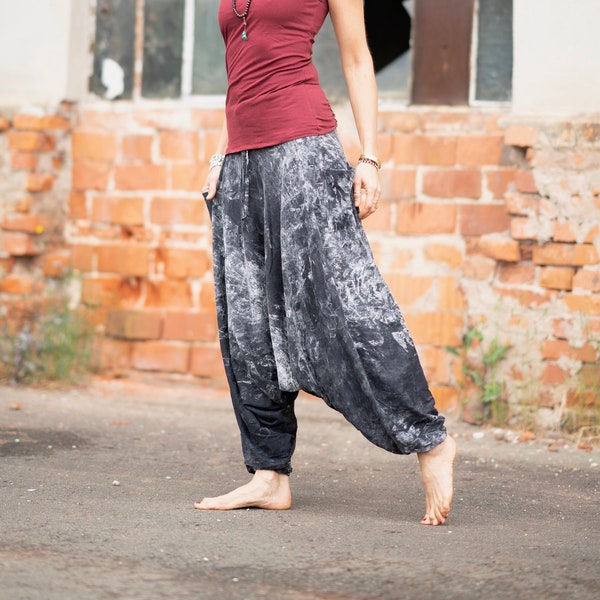 Comfortable Harem Pants ANI *Stonewash Black* Unisex Aladin Alibaba Pants Deep Step Soft Cotton