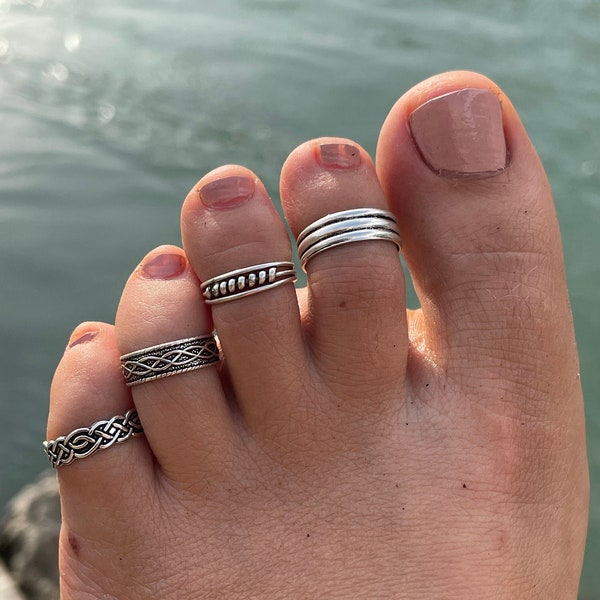 Toe ring DAYA 925.- silver flexible ring women men foot jewelry adjustable size infinity celtic ring