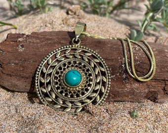 Pendentif GAIA en laiton avec turquoise