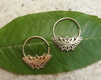 golden earrings LOTUS earrings made of brass filigree creole spiral