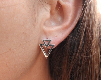 Silver ear studs *TRIAS* 925 silver light earrings triangles