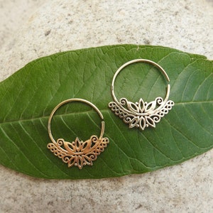 golden earrings LOTUS earrings made of brass filigree creole spiral