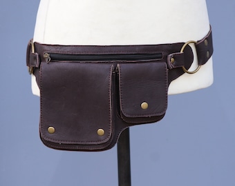 Leather belt bag hip bag DUNKELBRAUN Hipbag leather bag belly bag