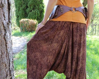 Haremshose PAISLEY Hosenkleid aus Viskose in BRAUN Damenhose