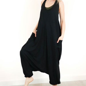 Harem Jumpsuit OVERALL *BLACK* Playsuit rompers with pockets