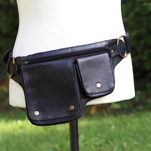 Leather belt bag hip bag BLACK hipbag leather bag bum bag