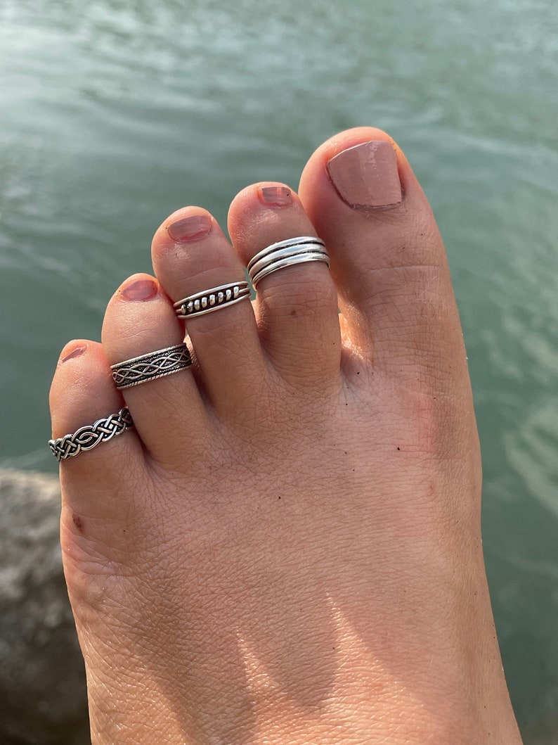 Toe ring TRINITY made of 925 sterling silver, flexible ring, women's, men's, foot jewelry, adjustable in size image 3
