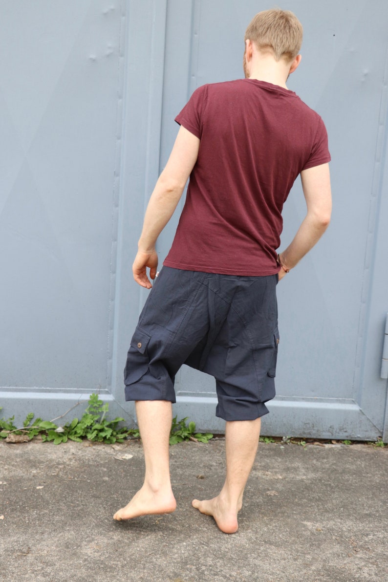 kurze Afghani Sarouel Hose in DUNKELGRAU aus Baumwolle Unisex Bild 3