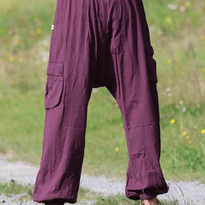 Unisex Haremshose Sarouel Hose Aubergine imagem 4