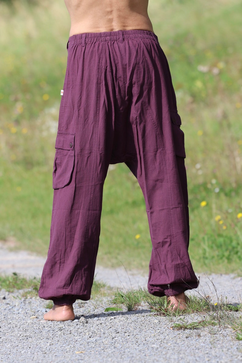 Unisex Haremshose Sarouel Hose Aubergine imagem 4