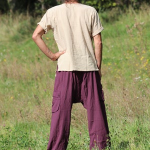 Unisex Haremshose Sarouel Hose Aubergine imagem 5