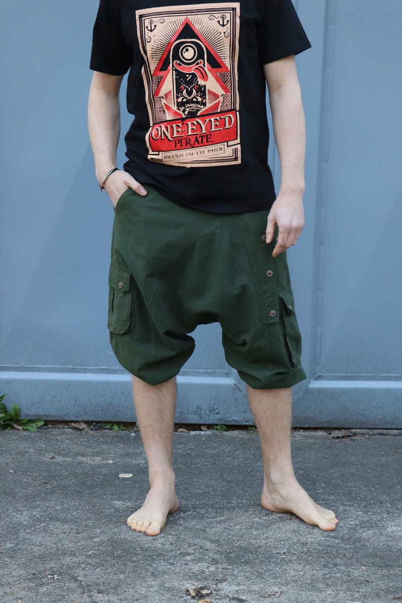 Short Afghani khaki Sarouel trousers