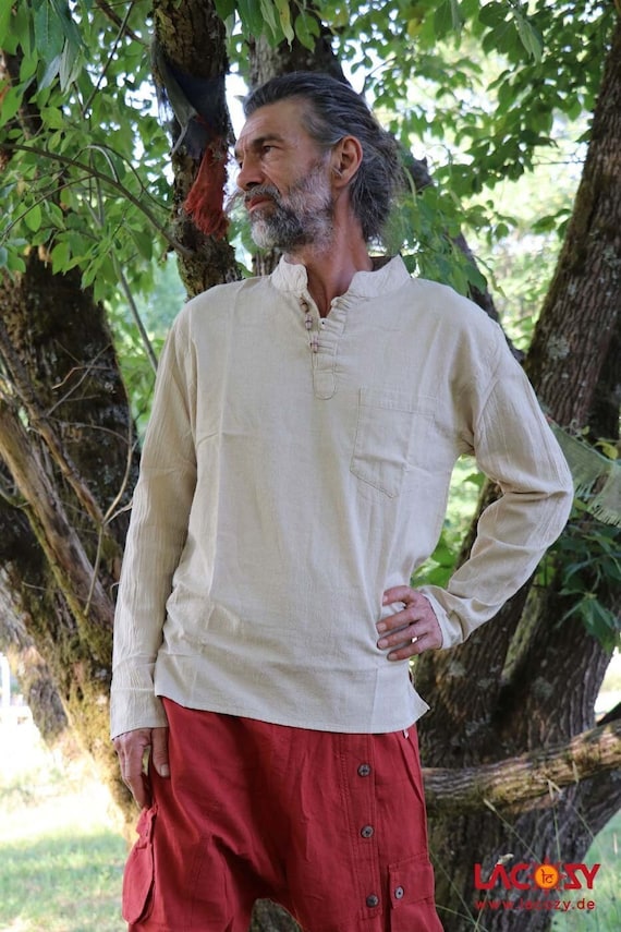 Naturhemd HANF Fisherman Kurtha Shirt Männerhemd