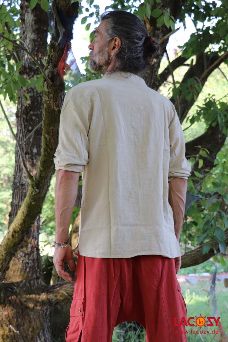 Naturhemd HANF Fisherman Kurtha Shirt Männerhemd 画像 5